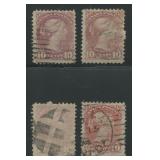 Canada 1870 - 1893, #40a, #40c, #40e and #45, four
