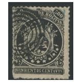 Bolivia 1868 #14, used 500c black with '9 Stars',
