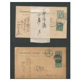 Canada 1905 and 1907, two Edwardian uprated postal