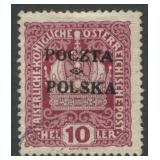 Poland 1919 #44 a used 10h magenta, Scott value $5