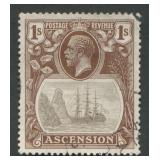 Ascension 1924 -1933 # SG18b, a used 1/- brown and