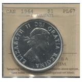 Canadian 1964 $1 proof like silver dollar, with IC