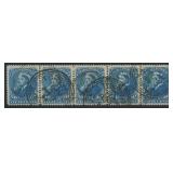 Canada 1888-1997 #47 50c deep blue, a used strip o