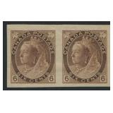 Canada 1898 - 1902, a MH 6c brown IMPERFORATE pair