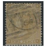 Great Britain 1865 #40, a used 9d Straw, Scott val