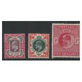 Great Britain 1902 - 1911 #137-139 10d and 1/- and