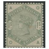 Great Britain 1883 - 1884 #107, a MLH 1/- green, S