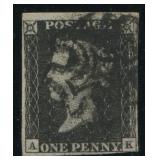 Great Britain 1840 #1, PLATE 11 used, with just in