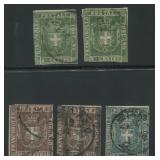 Tuscany 1860 #18, 5c green, #19 10c dp brown and #