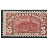 Denmark 1912 #82, a MLH 5k dark red, perf 13, wmk