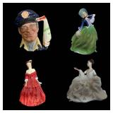 Royal Doulton 4-Pc Figurine & Character Jug Collec