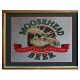 Vintage Moosehead Beer Reverse-Painted Glass Adver