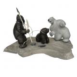 Moses Kamookak - Hunter with Dog and Bear - 2021 -