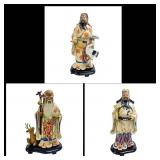 Rare Chinese Fu Lu Shou Immortal Figurine Trio - H