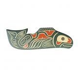 V. Bird 'Salmon' - Masterfully Hand-Carved and Pai