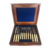 Antique English Silver Plated & Ivory-Handled Dess