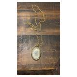 Gold Tone Floral Cameo Necklace