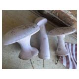 3 Concrete Mushroom Yard Ornaments