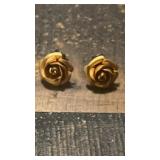Metal Rose Post Back Earrings