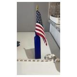 Cobalt Blue Glass Vase with Flag