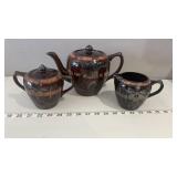 Vintage Tea Set with Silver Overlay