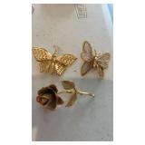 Lot of 3 Vintage Gold-Toned Brooches