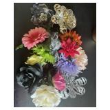 Lot of Flower Pins and Clips