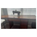 Sewing Machine Desk and Contents