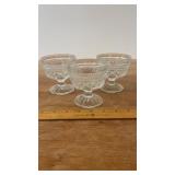 3 Pressed Glass Dessert Cups