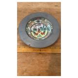Rooster Porcelain Dish in Pewter Casing