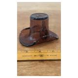 Vtg. Amethysy Glass Top Hat with Feather