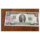 1976 $2 Bill featuring 1st Edition Stamp, 4-13-76