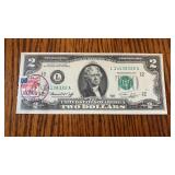 1976 $2 Bill featuring 1st Edition Stamp, 4-13-76