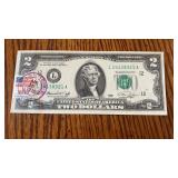 1976 $2 Bill featuring 1st Edition Stamp, 4-13-76