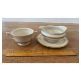 Old Ivory Sugar Bowl and Gravy Boat