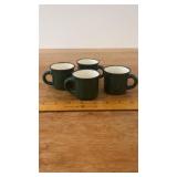Set of 4 Green Ceramic Espresso Mugs