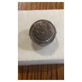 Picture Button in Sterling Silver Ring