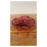 Vtg. Pink Bohemian Art Glass Bowl