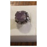 Cocktail Ring, Mexico Silver & Amethyst, Size 5.5