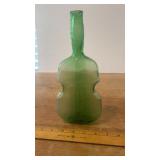 Vtg. Green Glass Violin Bottle