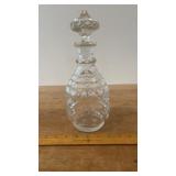 Cut Glass (engraved Rye) Decanter, chipped on lip