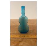 Vtg. Turquoise Glass Violin Bottle