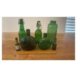 Lot of Vtg. Green Glass Bottles