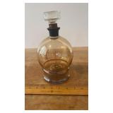 Vtg. Amber Decanter-Swedish Hand Painted Ship