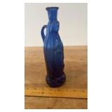 Vtg. Our Lady of Guadalupe Blue Glass Bottle