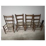 Set of 4 Rope Bottom Chairs