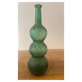 Green Glass Swirl Bottle