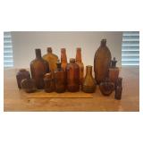 Lot of Vintage Amber Glass Bottles