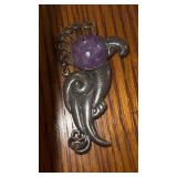 Taxco Mexican Sterling (840)Silver/Amethyst Brooch