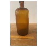 Large Vtg. Amber Glass Apothocary Bottle